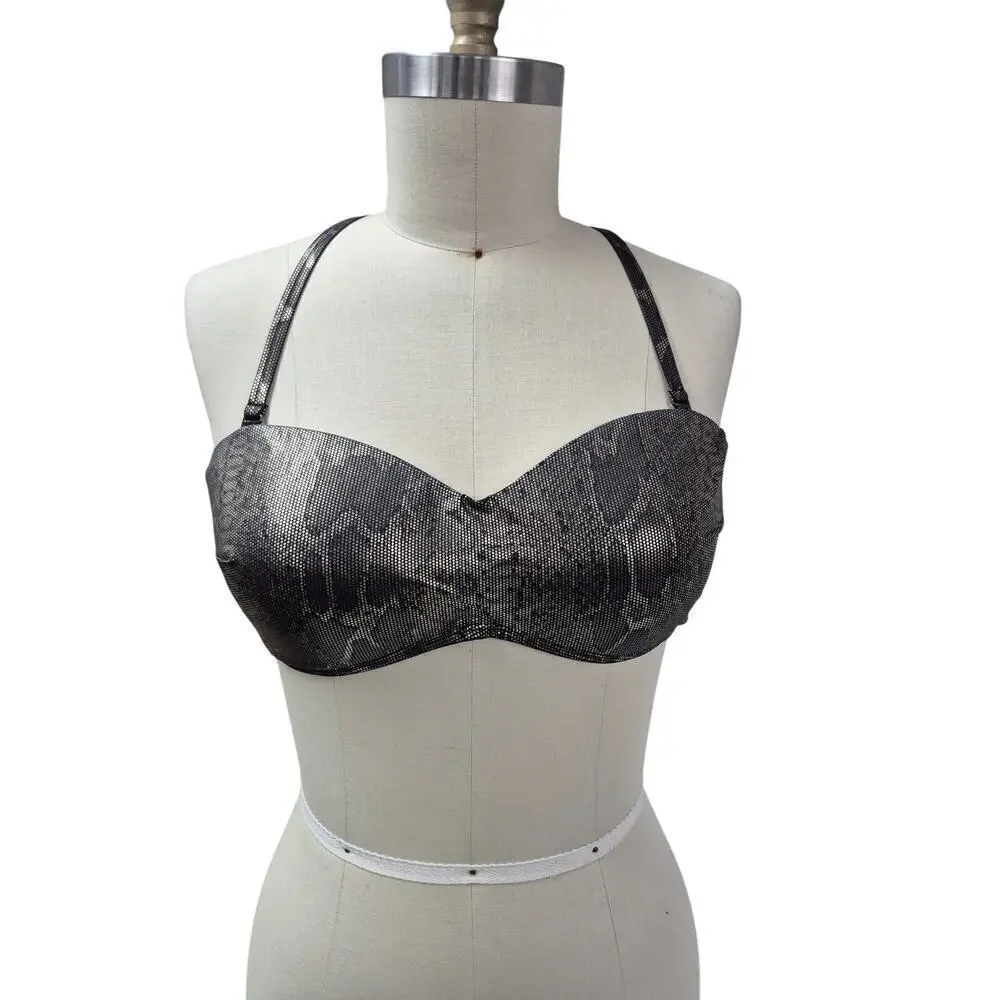 Kenneth Cole New York Metallic Copper/Black Snakeskin Print Bikini Sz XL